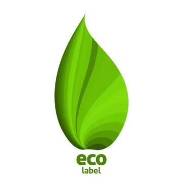 Green leaf. Eco label. Logo for organic food or vegetarian market. Vector Illustrazione stock