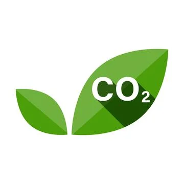 Green leaf ecological icon vector with the text CO2 carbon emissions free i.. Stock Illustration