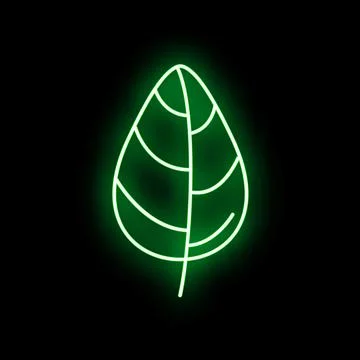 Green leaf ecological neon glow lighting icon 스톡 일러스트