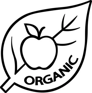 Green leaf emblem label with Organic text Stock Illustration