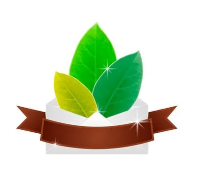 Green leaf in envelope Stock Illustration