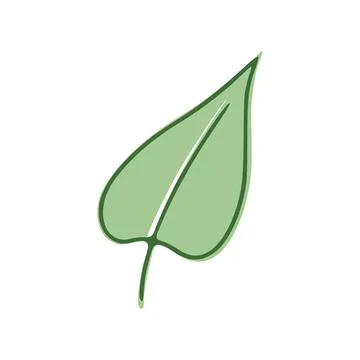 Green Leaf flat icon isolated on white background. Vector illustration Gre... Foto stock