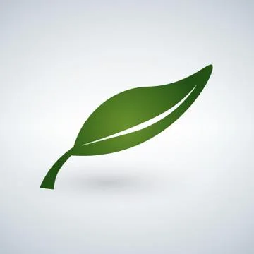 Green Leaf flat Icon. Vector illustration isolated on white background. Stock Illustration