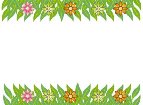 Green Leaf Flower Frame Illustration Stock Illustration