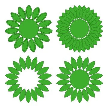 Green Leaf Flower Frame Set with Circular Botanical Designs Stock Illustration