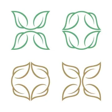 Green Leaf Flower Pattern Logo Template Illustration Design. EPS 10. Stock Illustration