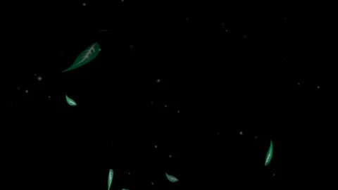 Green leaf flying effect on blue background Stock Footage 293139876