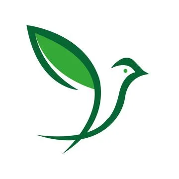 Green leaf formed bird logo template Stock Illustration
