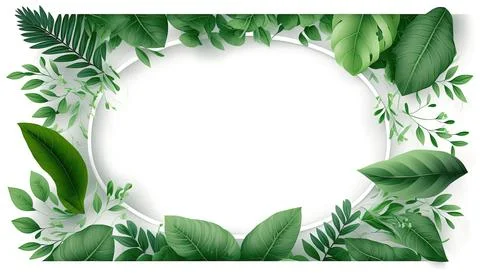 Green leaf frame with white background, vector illustration, Made by AI,Art.. Stock Illustration