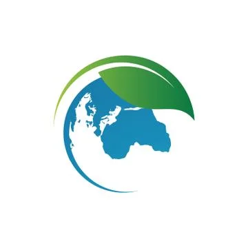 Green leaf global globe logo design vector illustrations Stock Illustration