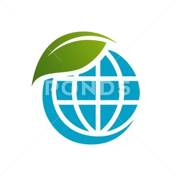 Green leaf global globe logo design vector illustrations: Royalty Free ...