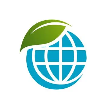 Green leaf global globe logo design vector illustrations Stock Illustration