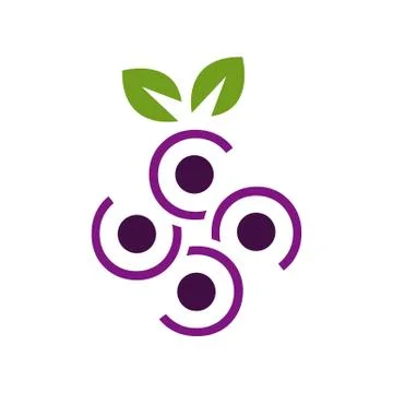 Green leaf with grapes fruit logo template vector icon illustration design Stock Illustration