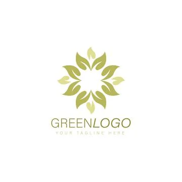 Green leaf group logo design Stock Illustration