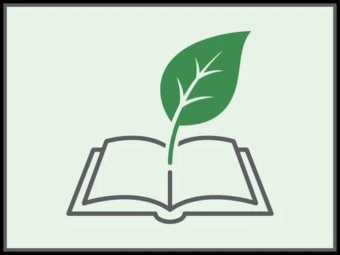 Green leaf growing from book Иллюстрация