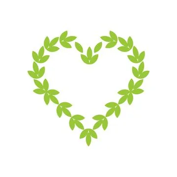 Green leaf heart frame. Vector logo icon template Stock Illustration