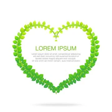 Green leaf heart shape isolated on white background vector illustration eps10 Stock Illustration
