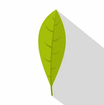 Green leaf icon, flat style Stock Illustration