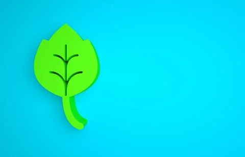 Green Leaf icon isolated on blue background. Leaves sign. Fresh natural product Stock Illustration