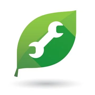 Green leaf icon with a monkey wrench Stock-Illustration