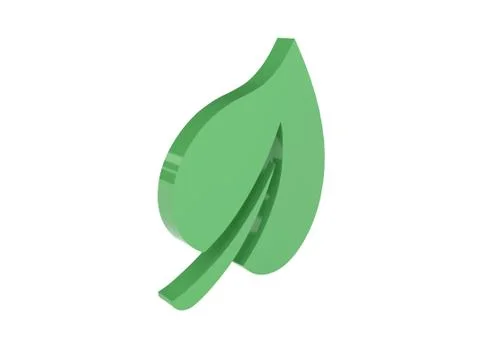 Green leaf icon over white background. Concept 3D illustration. 스톡 일러스트