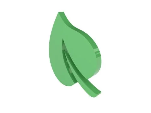 Green leaf icon over white background. Concept 3D illustration. Stock Illustration