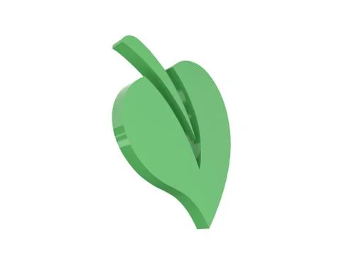 Green leaf icon over white background. Concept 3D illustration. Stock Illustration