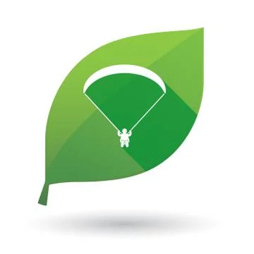Green leaf icon with a paraglider Stock Illustration