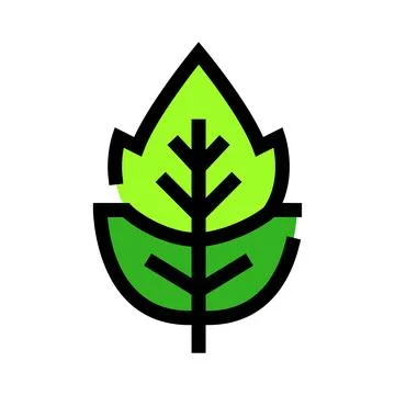 Green leaf icon representing nature and ecology 库存插图