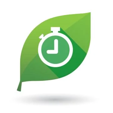 Green leaf icon with a timer Illustrazione stock