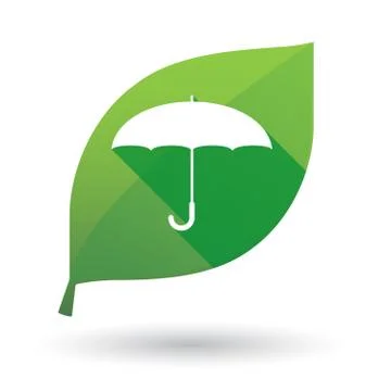 Green leaf icon with an umbrella Stockillustratie