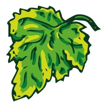 Green leaf icon. Vector illustration of spring fresh leaf.  Hand drawn autumn Stock Illustration