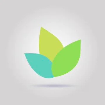 Green Leaf Icon Vector Illustrations with soft shadow Stock Illustration