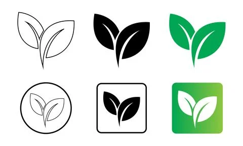 Green leaf icon vector set for organic and eco design イラスト素材