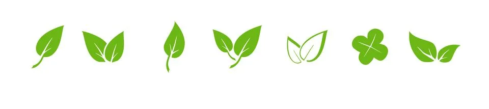 Green leaf icons set. Elements design for natural, eco, vegan. Leaves icon on 库存插图