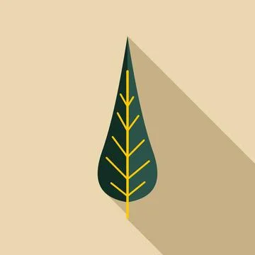 Green leaf illustration with long shadow design Stock Illustration