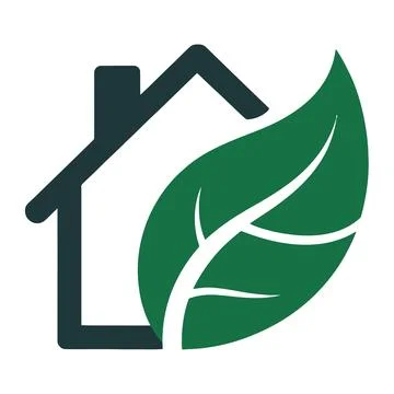 A green leaf incorporated into the shape of a house Stock Illustration