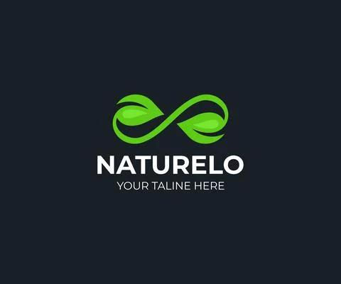 Green leaf infinity logo design. Leaves and infinity loop vector design Stock Illustration