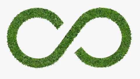 Green leaf infinity symbol on white background,Environmental conservation a.. Ilustración de archivo