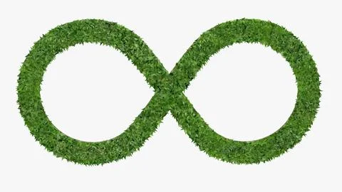 Green leaf infinity symbol on white background,Environmental conservation a.. Ilustração Stock