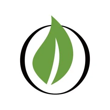 Green Leaf Inside Black Circle Stock Illustration