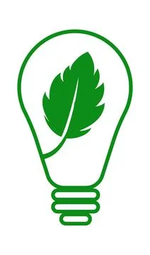 Green leaf inside light bulb icon flat eco vector illustration concept for Stock Illustration