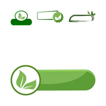 Green leaf labels promoting organic and natural products Stock Illustration