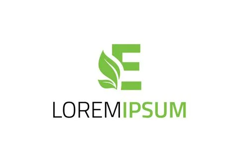 Green Leaf Letter E Organic Nature Logo Design	 Illustrazione stock