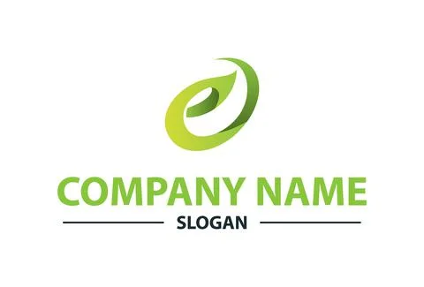 Green Leaf Letter E Organic Nature Logo Design	 Stock-Illustration
