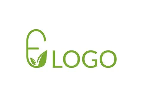 Green Leaf Letter E Organic Nature Logo Design	 Stock Illustration