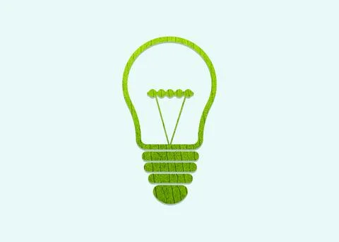 Green leaf light bulb environment day and earth day concept background Stock Illustration