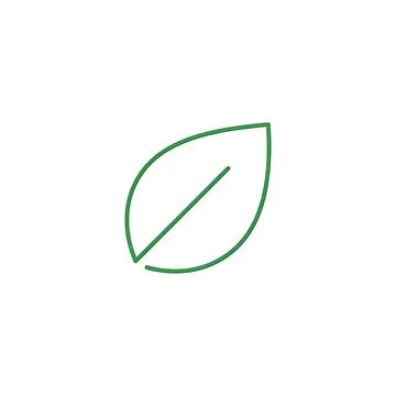 Green Leaf Line Icon - Eco Friendly and Nature Stock Illustration