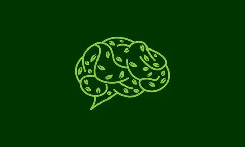 Green leaf lines mind logo vector icon illustration design Stock Illustration