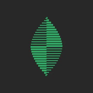 Green leaf logo abstract broken shape minimalist created from horizontal st.. Stock Illustration